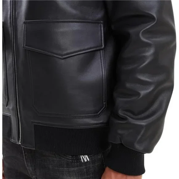 Leather Jacket With Removable Real Fur Collar- Leather Jacket For Men